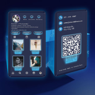 Carte De Visite Techy IG Ajouter Photos Photographie Marine Blue Q