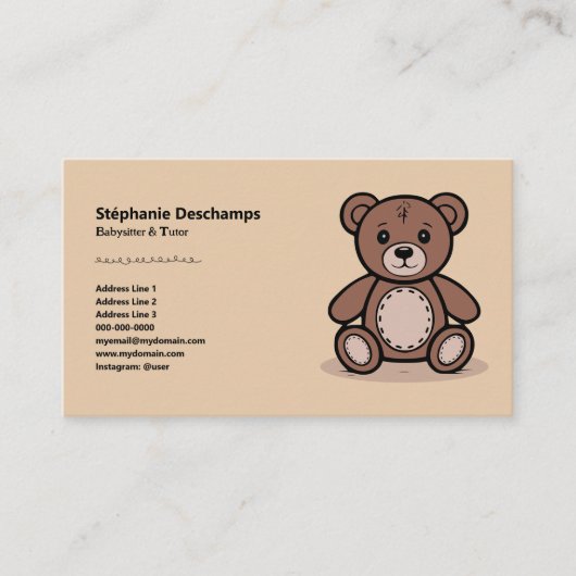 Carte De Visite Teddy Bear - Babysitter (Devant)