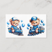 Carte De Visite Teddy Bear Sur Un Bleu Train Boy Déchets Raffle (Dos)