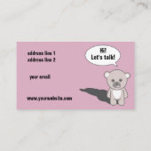 Carte De Visite Teddy Bear Talking Print Cute Speech Therapy (Dos)