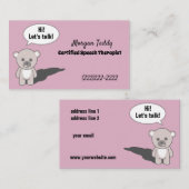 Carte De Visite Teddy Bear Talking Print Cute Speech Therapy (Devant / Derrière)