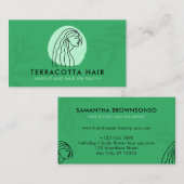 Carte De Visite Teint vert Barber Leaf Cheveux Femme (Devant / Derrière)