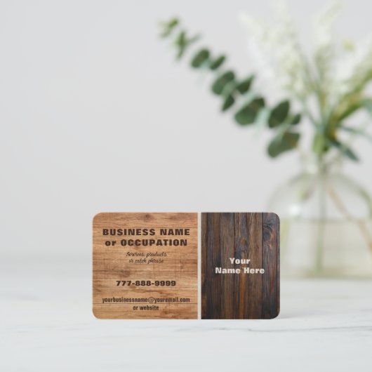 Carte De Visite Teinte de bois rustique (Debout devant)