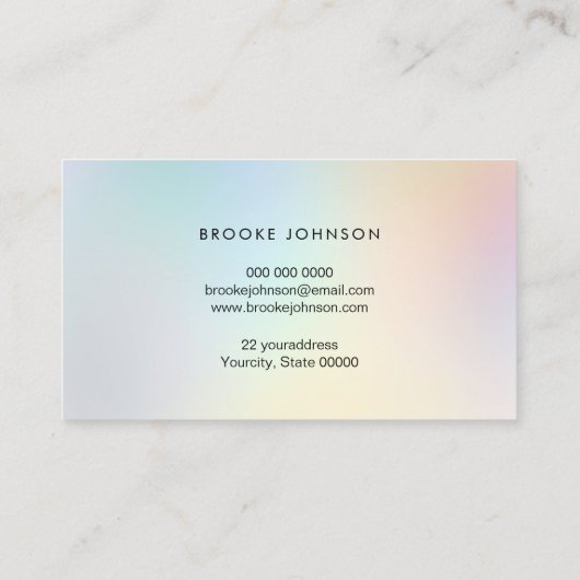 Carte De Visite teintes arc-en-ciel pastel (Dos)