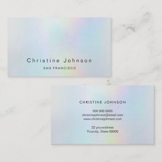 Carte De Visite teintes pastel de style irisé simulé (Devant / Derrière)