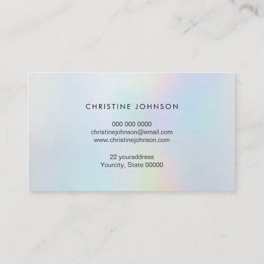 Carte De Visite teintes pastel de style irisé simulé (Dos)