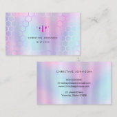 Carte De Visite teintes violettes abeille hexagones abeille (Devant / Derrière)