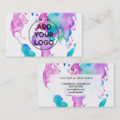 Carte De Visite Téléchargez la peinture chic d'aquarelle de globe (Devant / Derrière)