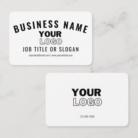 Carte De Visite Téléchargez votre logo | Blanc moderne et noir (mo (Devant / Derrière)