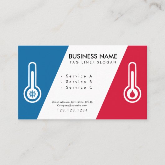 Carte De Visite Température minimale Vecteur froid et chaud Hvac (Devant)