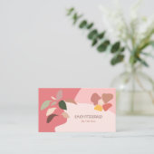 Carte De Visite Tendance Abstraite feuille rose beige Fille (Debout devant)