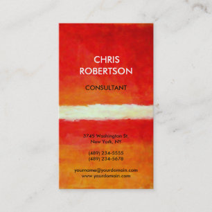 Carte de visite tendance abstraite rouge orange ja