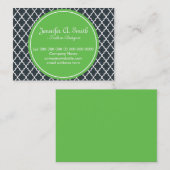 Carte De Visite tendance, adorable, classique, vert, B&W quatrefoi (Devant / Derrière)