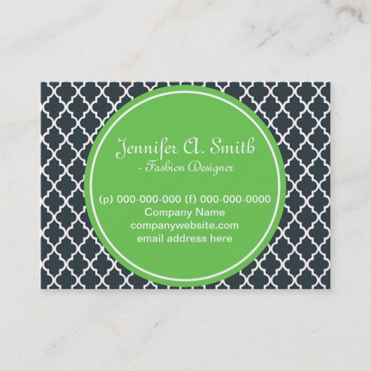 Carte De Visite tendance, adorable, classique, vert, B&W quatrefoi (Devant)