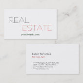 Carte de visite tendance agent immobilier blanc cl (Devant / Derrière)