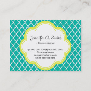 Carte De Visite tendance, belle, classique, jaune, turquoise quatr