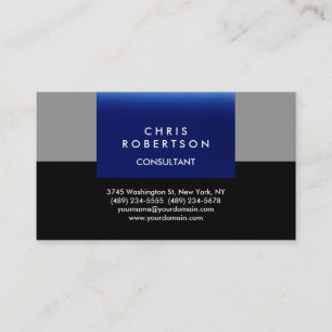 Carte de visite tendance Black Grey Blue Stripes