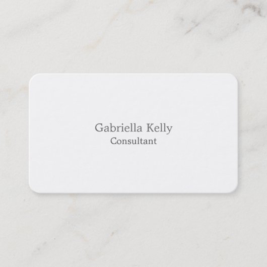 Carte De Visite Tendance Blanc Créatif Plaine Unique Design (Devant)