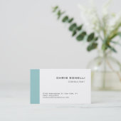Carte de visite tendance blanche bleue chic (Debout devant)