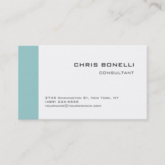 Carte de visite tendance blanche bleue chic (Devant)