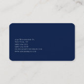 Carte de visite tendance bleu foncé uni Monogramme (Dos)