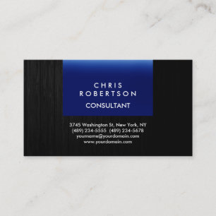 Carte de visite tendance bleu gris motif bois