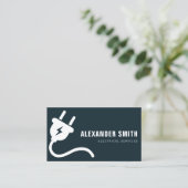 Carte de visite tendance bleue pour services élect (Debout devant)