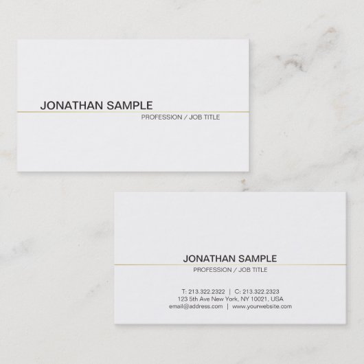 Carte De Visite Tendance Chic Plain Moderne Professionnel Simple B (Devant / Derrière)