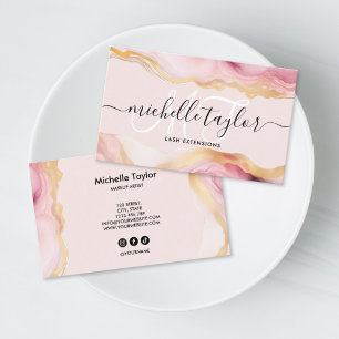 Carte De Visite Tendance Chic Rose Foncé Monogramme Maquilleuse Co