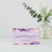 Carte De Visite Tendance Chic Violet Monogram Maquilleur Coiffeur (Debout devant)
