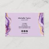 Carte De Visite Tendance Chic Violet Monogram Maquilleur Coiffeur (Dos)