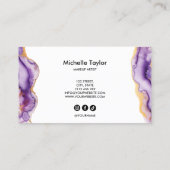 Carte De Visite Tendance Chic Violet Monogramme Maquilleuse Coiffe (Dos)
