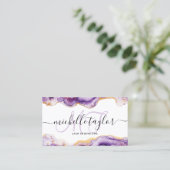 Carte De Visite Tendance Chic Violet Monogramme Maquilleuse Coiffe (Debout devant)