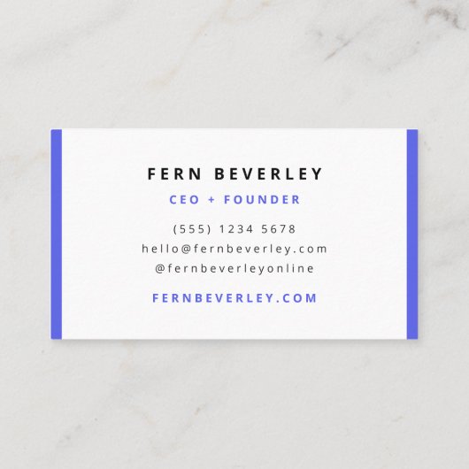 Carte De Visite Tendance Cobalt Bleu Moderne Minimal Simple Design (Dos)