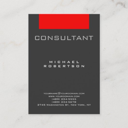 Carte de visite tendance consultant rouge gris pot (Devant)