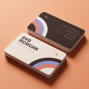 Carte De Visite Tendance Créatif Arc-en-ciel Rétro