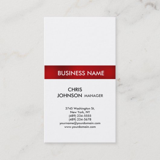 Carte de visite tendance créative rouge vertical (Devant)