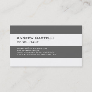 Carte De Visite Tendance Design Blanc Gris rayé Professionnel