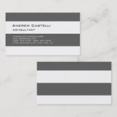 Carte De Visite Tendance Design Blanc Gris rayé Professionnel (Devant / Derrière)
