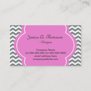 Carte De Visite Tendance, élégant, chevron gris et blanc moderne