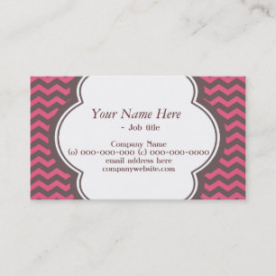 Carte De Visite Tendance, élégant, moderne rose & espresso chevron