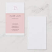 Carte De Visite Tendance Élégant Monogramme Design Épuré Rose Uni (Devant / Derrière)