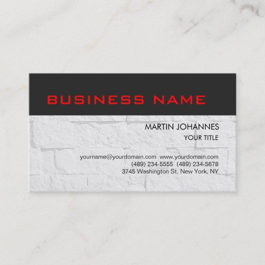 Carte de visite tendance en brique gris foncé mur  (Devant)