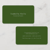 Carte De Visite Tendance Forêt Vert Couleur Plat Unique Design (Devant / Derrière)