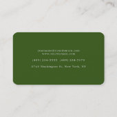 Carte De Visite Tendance Forêt Vert Couleur Plat Unique Design (Dos)