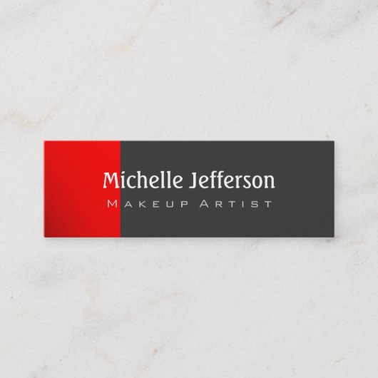 Carte de visite tendance gris foncé rouge maigre (Devant)