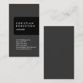 Carte de visite tendance gris noir vertical (Devant / Derrière)