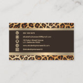 Carte De Visite Tendance Leopard Poster de animal Brown et Gold St (Dos)