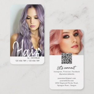 Carte De Visite Tendance moderne chic cheveux élégant code QR é