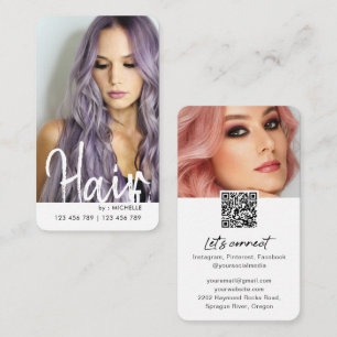Carte De Visite Tendance moderne chic cheveux élégant code QR élég